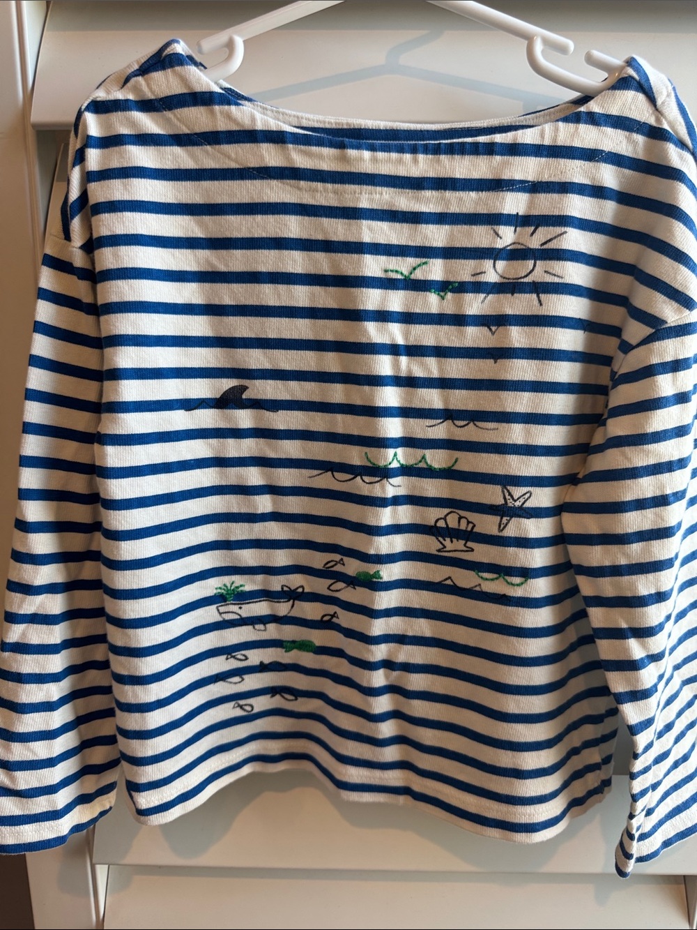 Gymboree White and Blue Striped Long-Sleeve Tee with Seaside Motifs